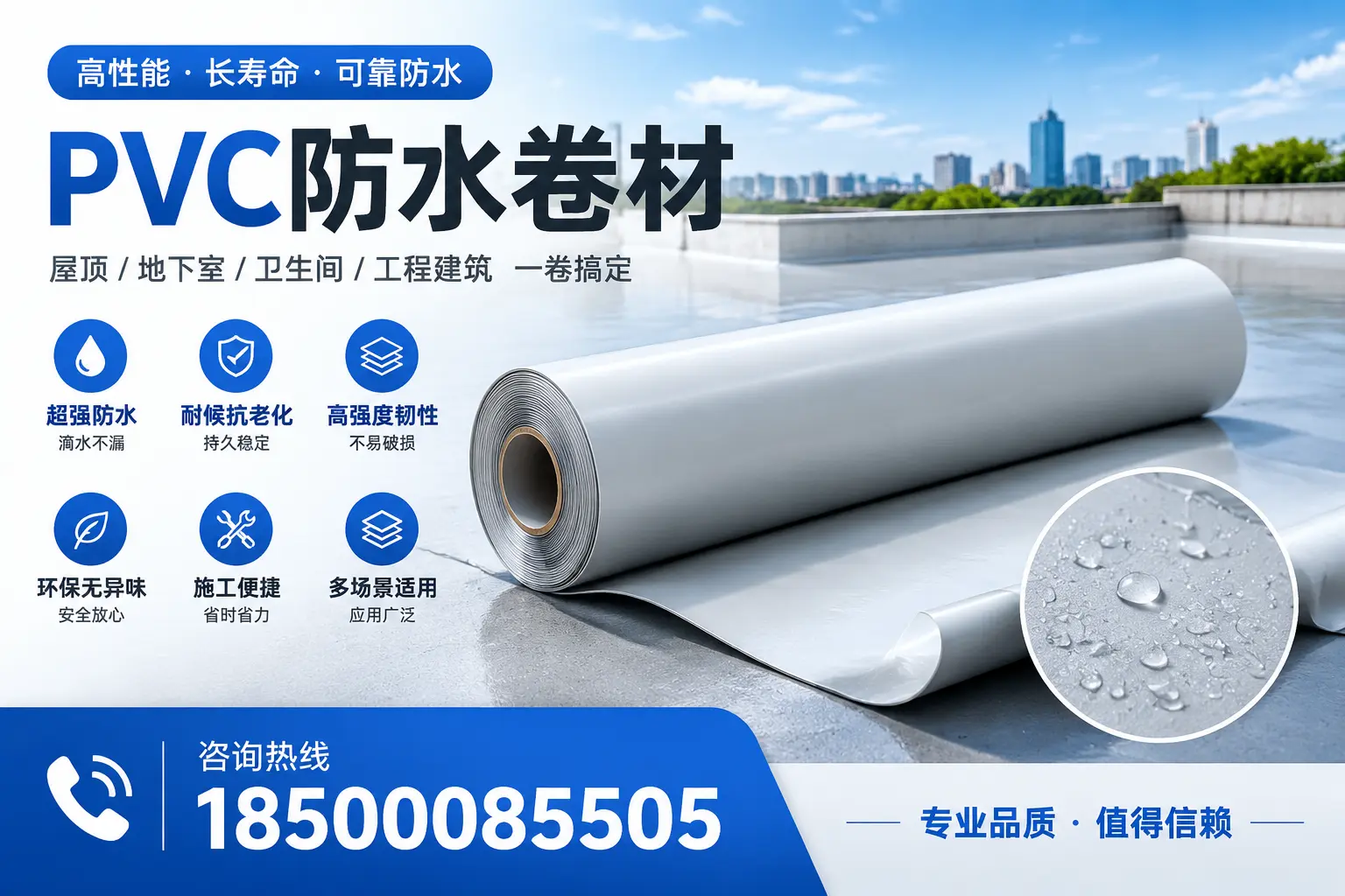 PVC防水卷材的防水效果评测，适合双鸭山的科学依据